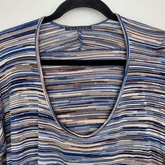 Velvet Striped Drop Shoulder 3/4 Sleeve Top - Picture 3 of 10